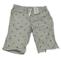 Nové - sivé plátenné kraťasy s lebkami Tu