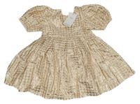 Nové - zlato-smetanové kostkované šaty M&S