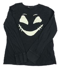 Čierne pyžamové tričko s potlačou