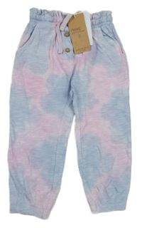 Nové - modro-růžové batikované lehké tepláky Next