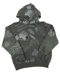 Tmavosivá mikina s grafitty a kapucňou Zara