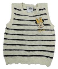 Smetanovo-čierna pruhovaná pletená vesta s Minnie Primark