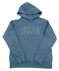 Modrá mikina s logom a kapucňou Jack & Jones
