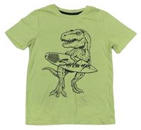 Zelené tričko s dinosaurom a surfom Tu