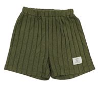 Khaki rebrované úpletové kraťasy s nášivkou Shein