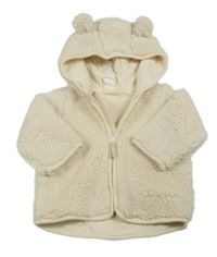 Bílá huňatá podšitá propínací mikina s kapucí H&M