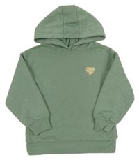 Zelená mikina so srdiečkom a kapucňou Primark