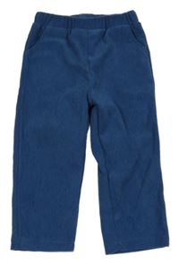 Modré žebrované sametové teplákové kalhoty 