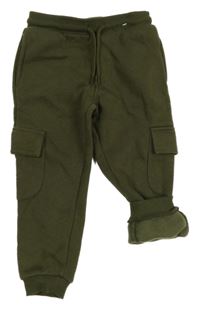 Khaki zateplené cargo tepláky Matalan