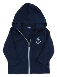 Tmavomodrá fleecová prepínaci mikina s kotvou a kapucňou Lupilu