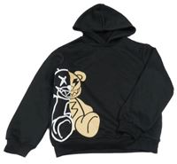 Čierna mikina s medvedíkom a kapucňou