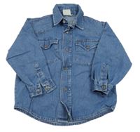 Modrá rifľová košeľová bunda Benetton