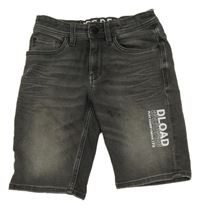 Sivé rifľové teplákové kraťasy s nápismi C&A