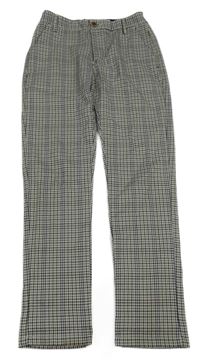 Bielo-modro-sivo-čierne kockované chino slim nohavice Next