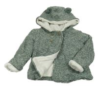 Zelený melírovaný pletený zateplený svetr s kapucí Tu