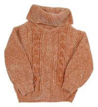 Růžový žinylkový vzorovaný svetrový rolák C&A