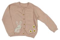 Ružový prepínaci sveter s králikom a 3D kvety George