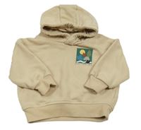 Béžová mikina s potlačou a kapucňou Primark