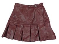 Vínová koženková skladaná sukňa River Island
