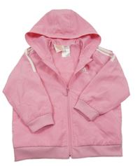 Růžová šusťáková jarní bunda s logem a kapucí Adidas
