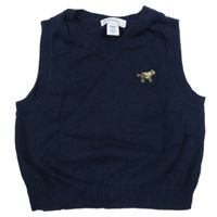 Tmavomodrá pletená vesta s psíkom