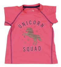 Neonově růžové sportovní tričko s jednorožcem Ergeenomixx