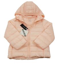 Nové - Světlerůžová šusťáková zateplená bunda s kapucí Dunnes 