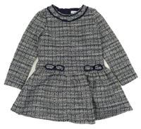 Tmavomodro-bielo-zlaté trblietavé pletené šaty Mayoral