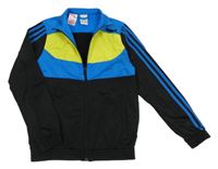 Černo-modro-žlutá propínací sportovní mikina s pruhy Adidas