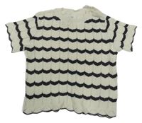 Bielo-antracitová pruhovaná svetrová vesta H&M