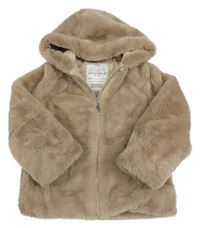 Béžová kožešinová podšitá bunda s kapucí M&S