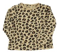 Béžovo-čierne tričko s leopardím vzorom Sinsay
