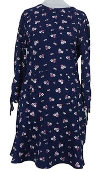 Dámské tmavomodré kytičkované šaty H&M