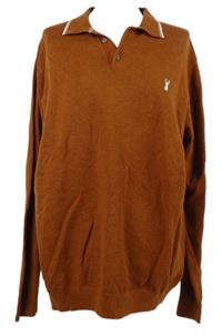 Pánsky skořicový sveter s golierikom Next