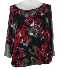 Dámské černo-šedo-červené květované volné triko Gina 