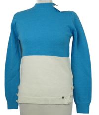 Nové - Dámský modro-bílý svetr s gombíky Fly Girl 