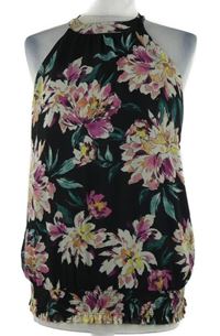 Dámský černý květovaný žoržetový top Esprit 