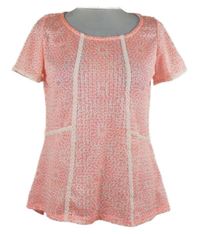 Dámske neónově ružovo-biele vzorované úpletové tričko M&S