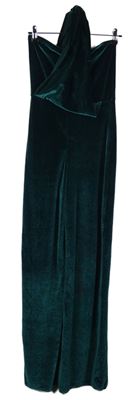 Dámský tmavozelený sametový kalhotový palazzo overal PrettyLittle Thing