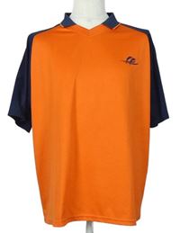 Pánske oranžovo-tmavomodré športové tričko s golierikom Crane