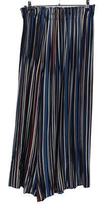 Dámske modro-vinovo-červené plisované culottes nohavice Bershka