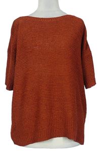 Dámsky hrdzavý sveter s krátkymi rukávy Wallis