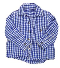 Modro-biela kockovaná košeľa s výšivkou Lupilu