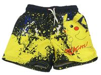 Černo-žluté plážové kraťasy Pikachu George