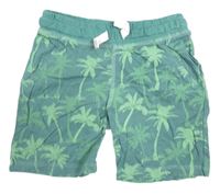 Tmavozelené bavlnené kraťasy s palmami H&M