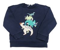 Tmavomodrá mikina s dinosaurami M&S