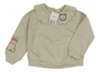 Nové - Béžová mikina s límcem a medvědem Next