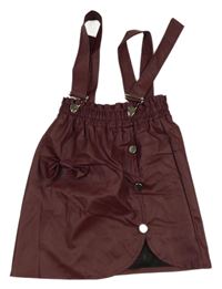 Vínová koženková sukňa s trakami