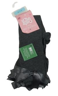 Nové - 2x tmavošedé podkolenky s mašličkami