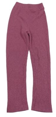 Růžovo-černé melírované žebrované úpletové legíny 